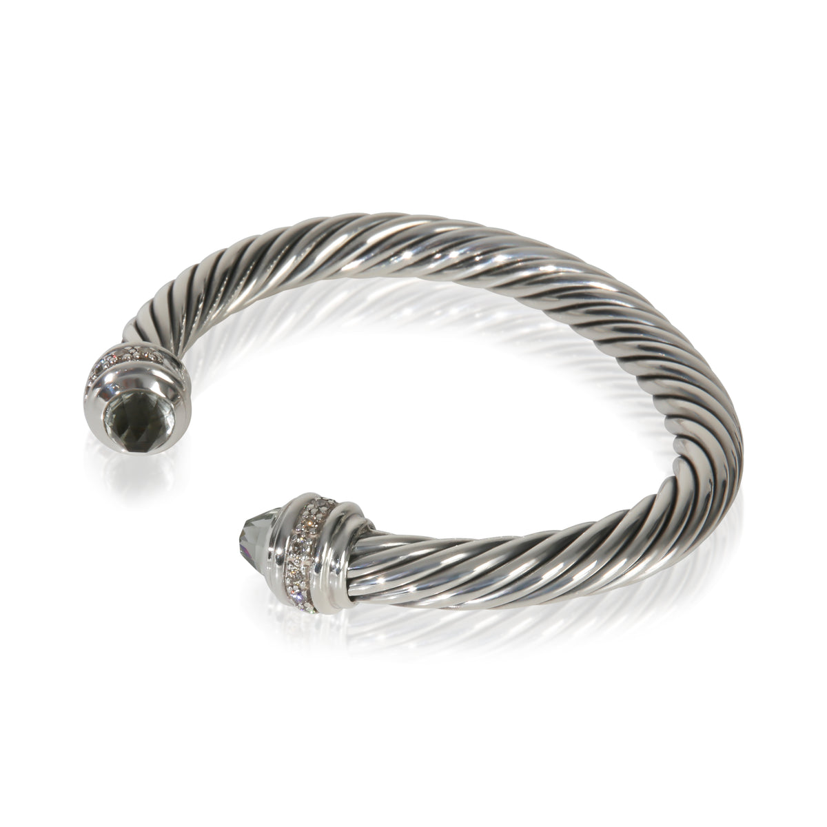 David Yurman Sterling Silver Prasiolite and Diamond Cable Classic Bracelet sv