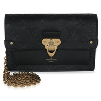 Louis Vuitton Black Monogram Empreinte Vavin Chain Wallet Handbag fv