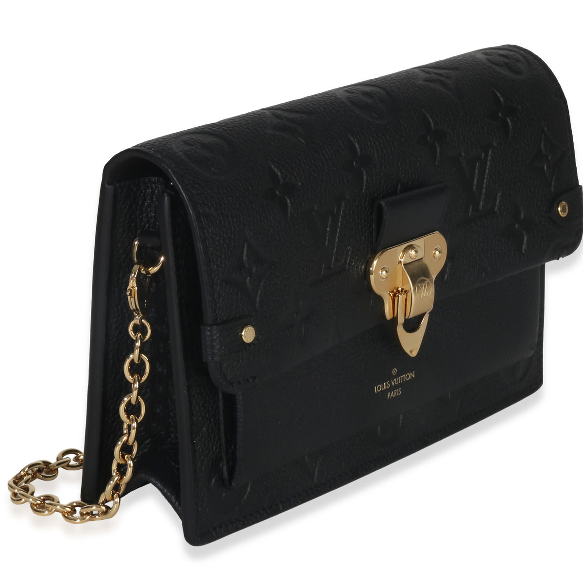 Louis Vuitton Black Monogram Empreinte Vavin Chain Wallet Handbag pv