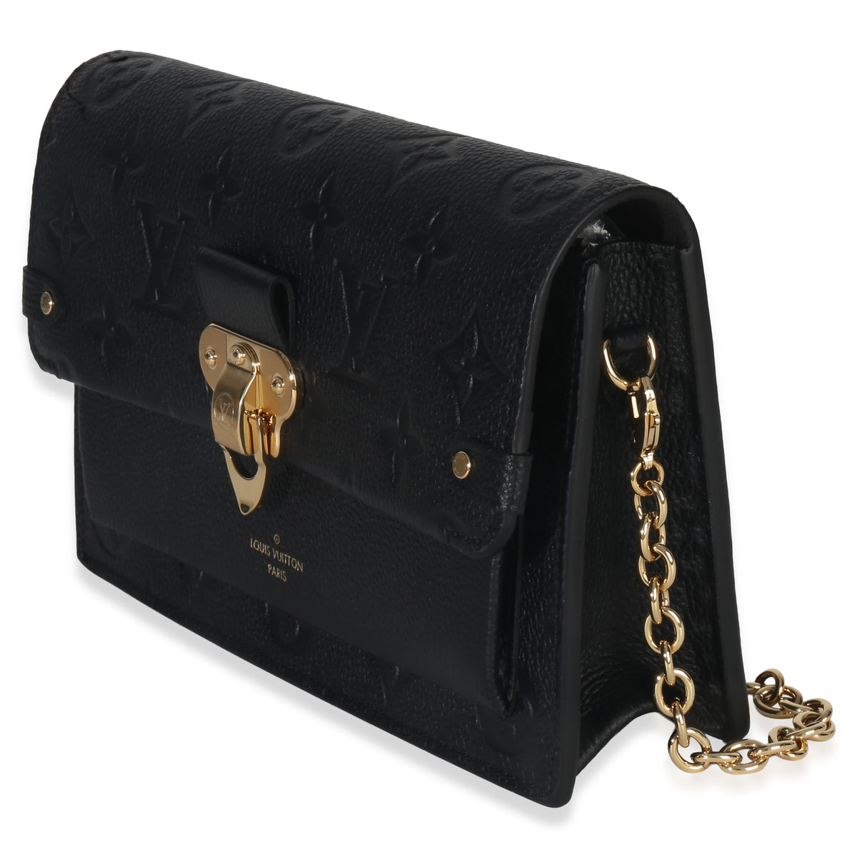 Louis Vuitton Black Monogram Empreinte Vavin Chain Wallet Handbag sv