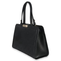 Chanel Black Grained Calfskin Stitched Large Label Click Shopper Tote Handbag sv
