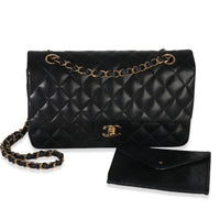 Vintage 24k Black Quilted Lambskin Medium Double Flap Bag