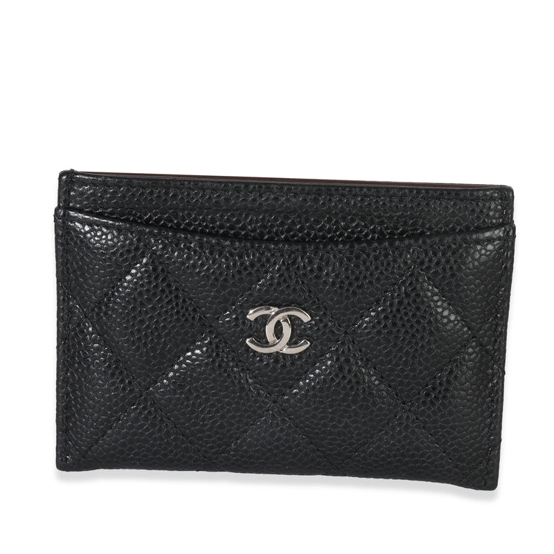 Black Quilted Caviar Classic Card Holder