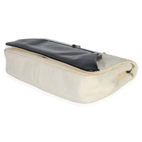Chanel Black White Lambskin Chocolate Bar Bicolor Kiss Lock Flap Handbag box