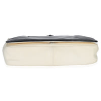 Chanel Black White Lambskin Chocolate Bar Bicolor Kiss Lock Flap Handbag stamp
