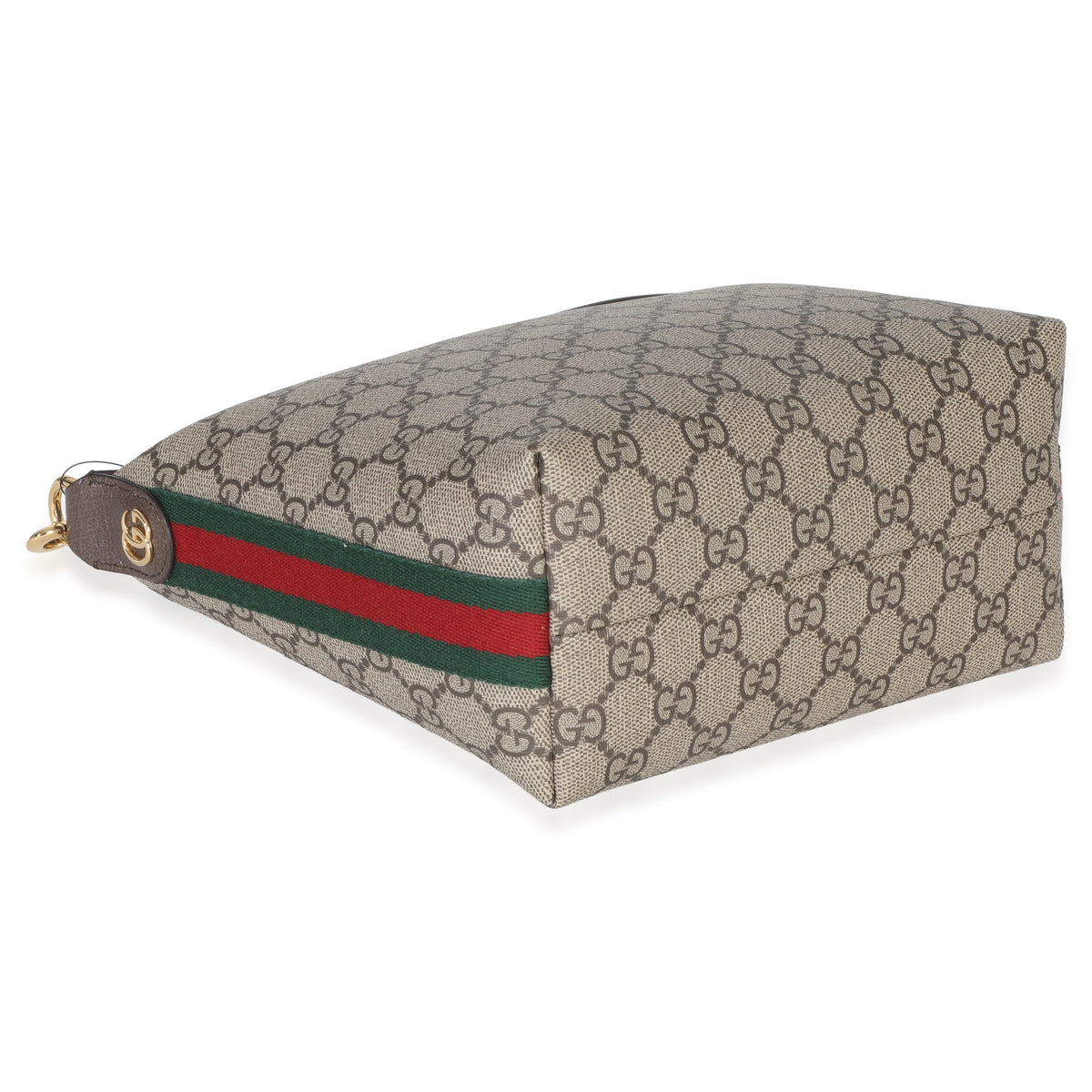 Gucci Beige Ebony GG Supreme Monogram Canvas Super Mini Ophidia Shoulder Bag Handbag clasp