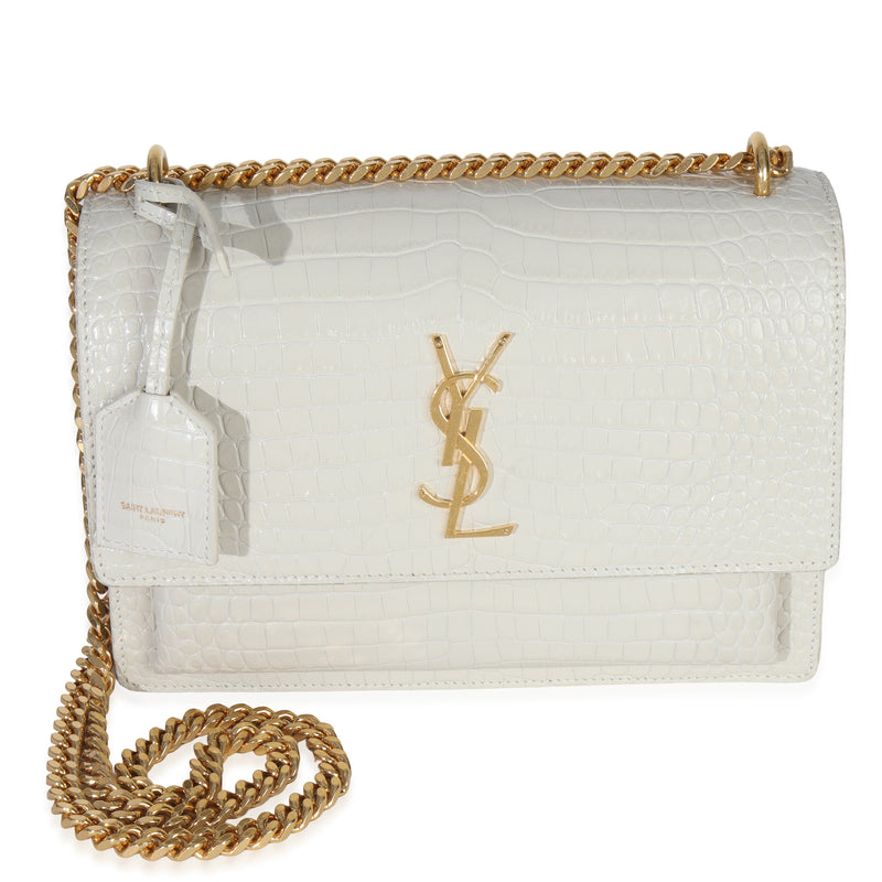 Saint Laurent Crema Soft Croc Embossed Calfskin Medium Sunset Bag Handbag id