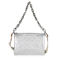 Louis Vuitton Silver Metallic Monogram Embossed Lambskin Coussin PM Handbag fv