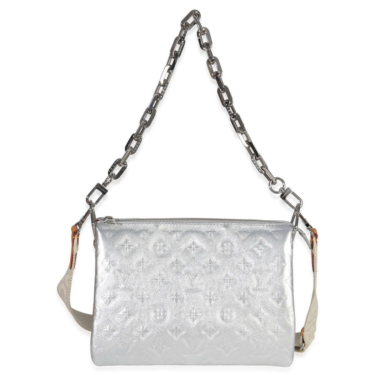 Louis Vuitton Silver Metallic Monogram Embossed Lambskin Coussin PM Handbag id