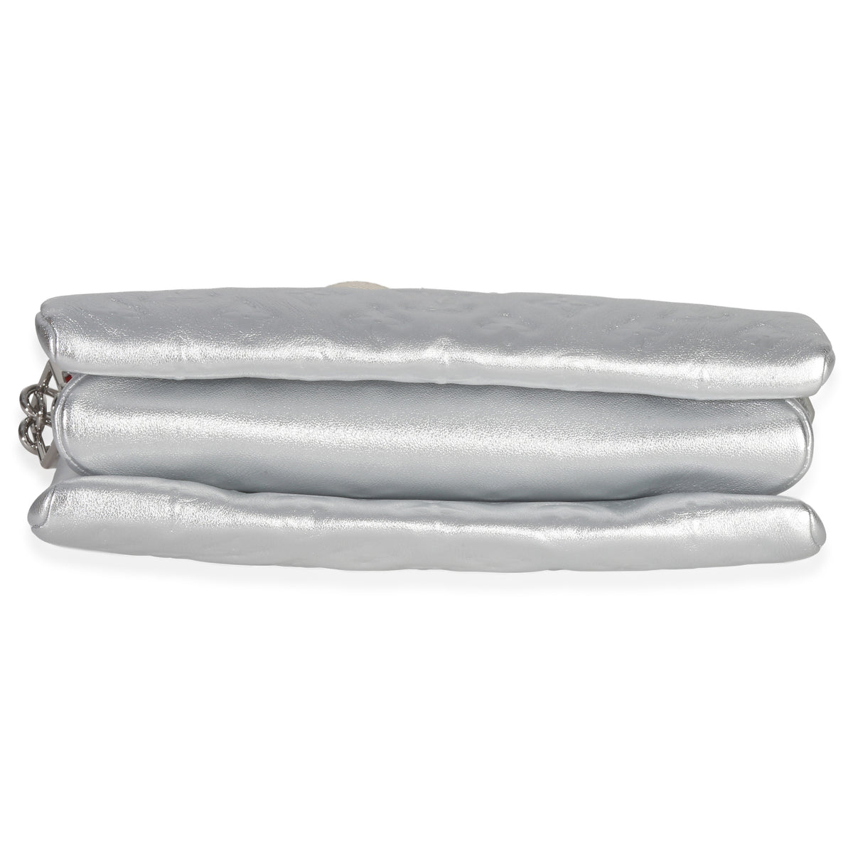 Louis Vuitton Silver Metallic Monogram Embossed Lambskin Coussin PM Handbag stamp