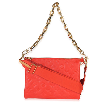 Louis Vuitton Red Monogram Embossed Lambskin Coussin PM Handbag fv