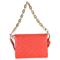 Louis Vuitton Red Monogram Embossed Lambskin Coussin PM Handbag pv