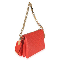 Louis Vuitton Red Monogram Embossed Lambskin Coussin PM Handbag stamp