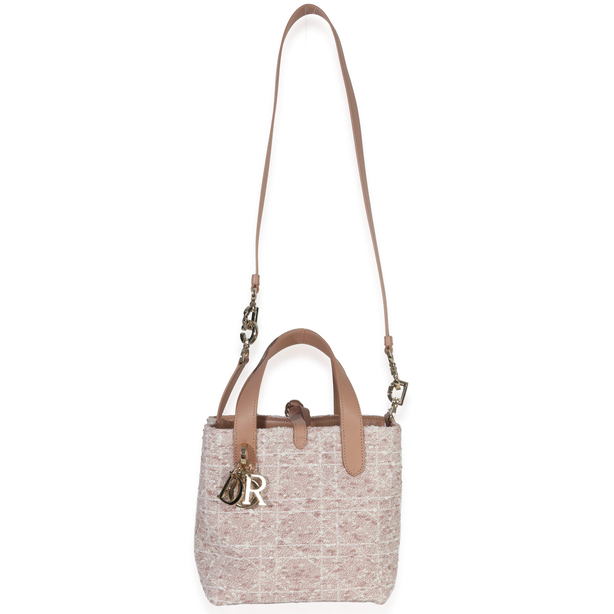 Christian Dior Rose Des Vents Tweed Small Toujours Vertical Tote Handbag box