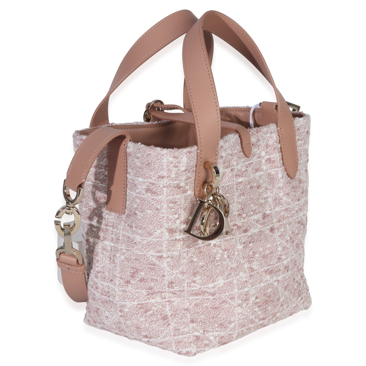 Christian Dior Rose Des Vents Tweed Small Toujours Vertical Tote Handbag pv