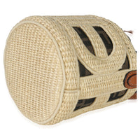 Fendi Beige Brown Raffia Zucca Canvas FF Step Out Bucket Bag Handbag box
