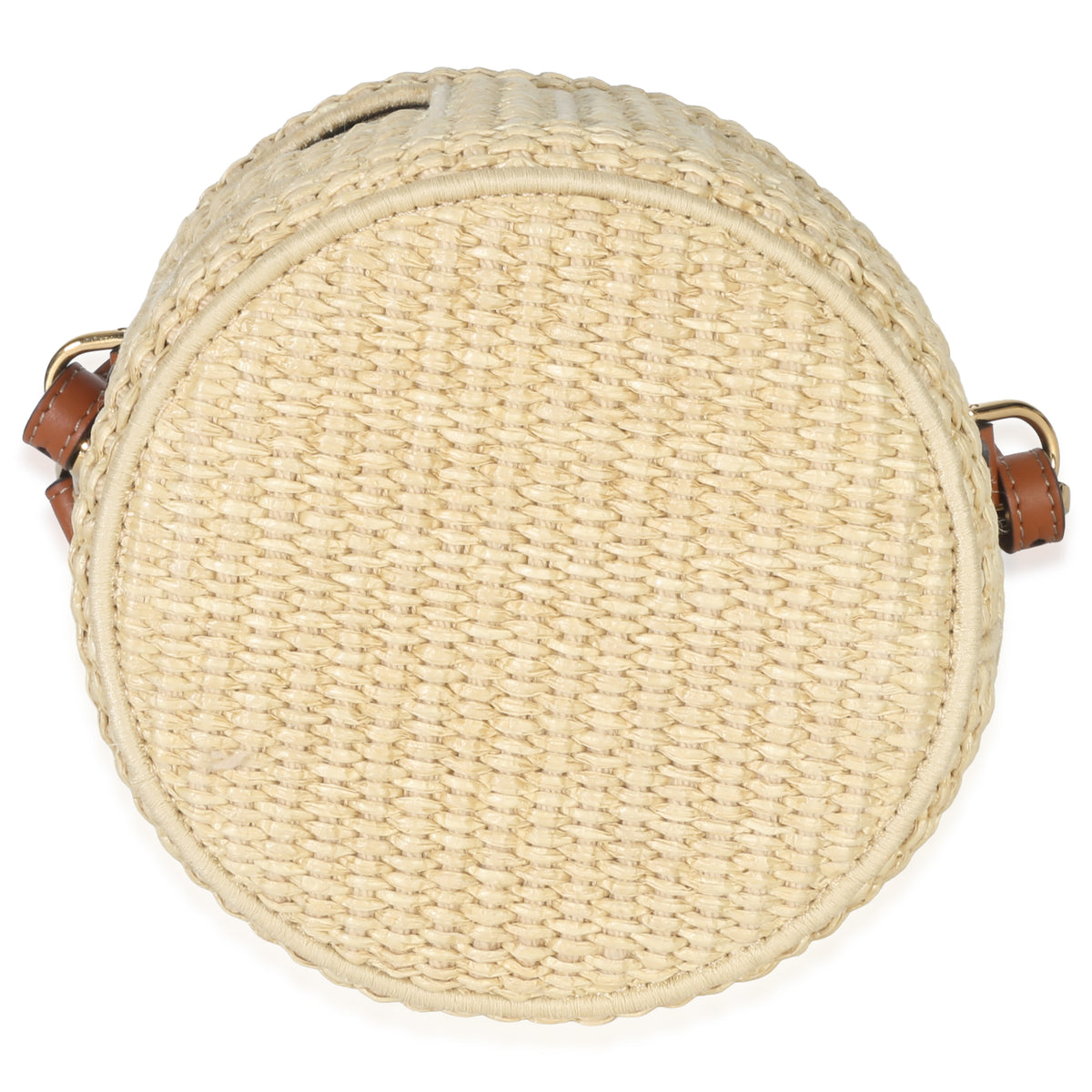 Fendi Beige Brown Raffia Zucca Canvas FF Step Out Bucket Bag Handbag clasp