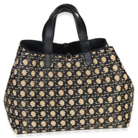 Christian Dior Beige Black Graphic Cannage Raffia Large Toujours Handbag bv