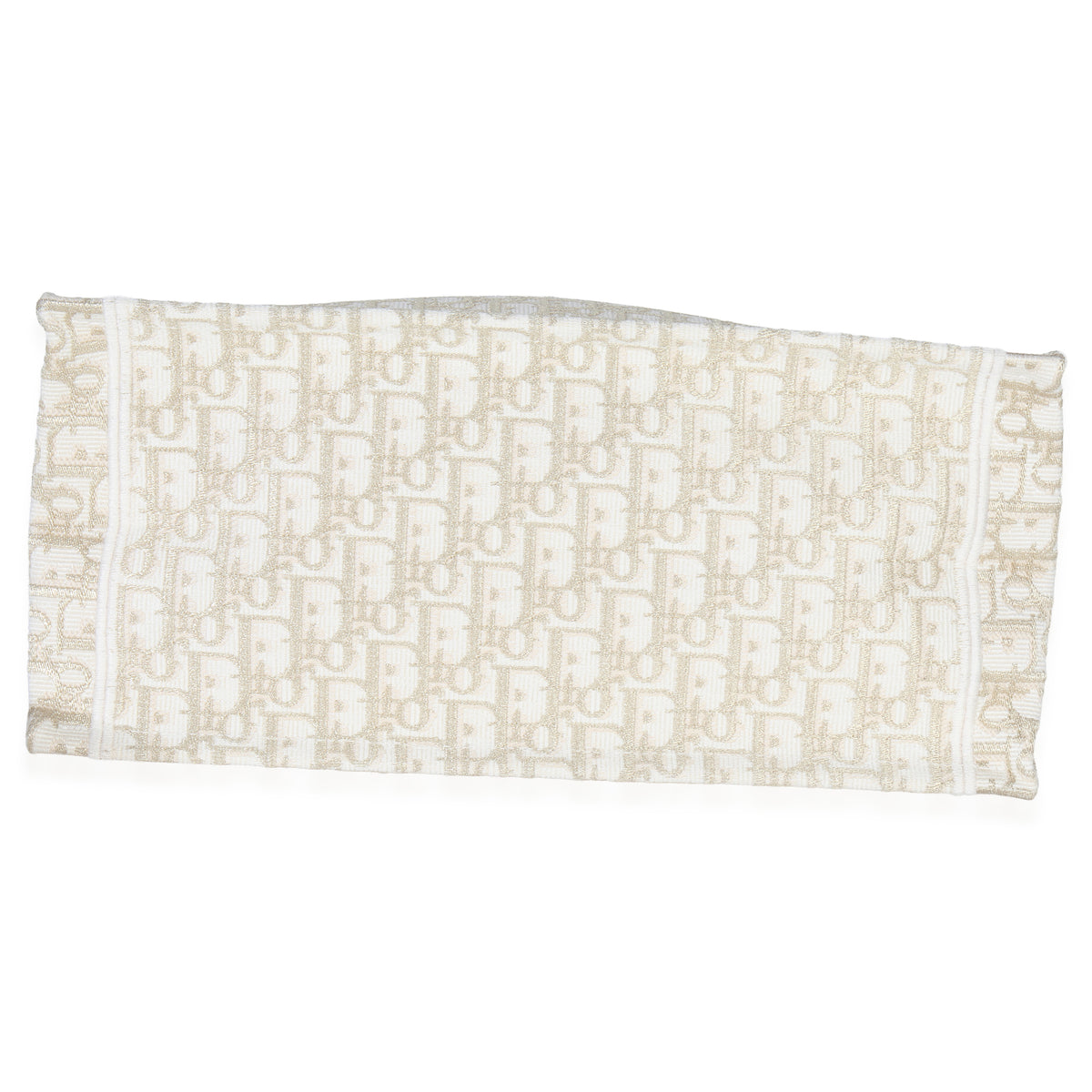 Christian Dior White Gold Tone Oblique Embroidery Medium Book Tote Handbag stamp