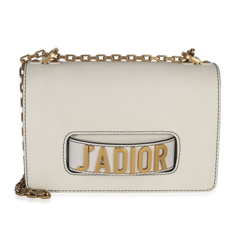 Christian Dior Off White Grained Calfskin J'Adior Chain Flap Bag Handbag fv