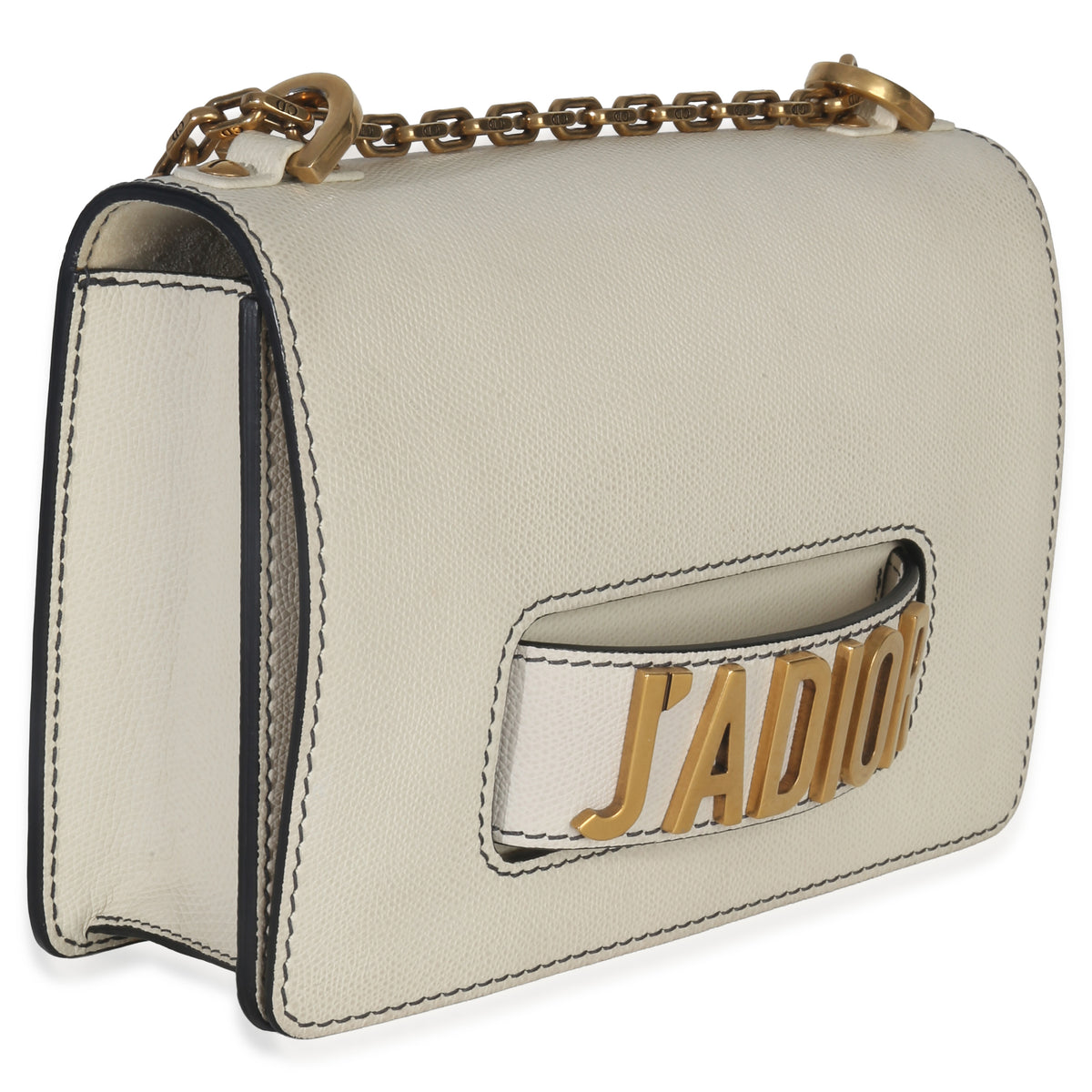 Christian Dior Off White Grained Calfskin J'Adior Chain Flap Bag Handbag pv