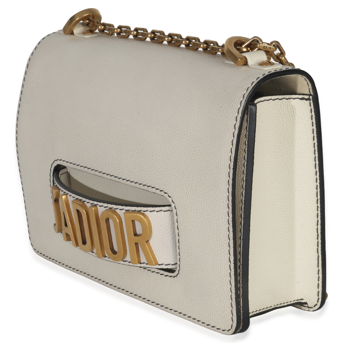 Christian Dior Off White Grained Calfskin J'Adior Chain Flap Bag Handbag sv