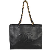 Chanel Vintage Black Lambskin CC Chain Tote Handbag id