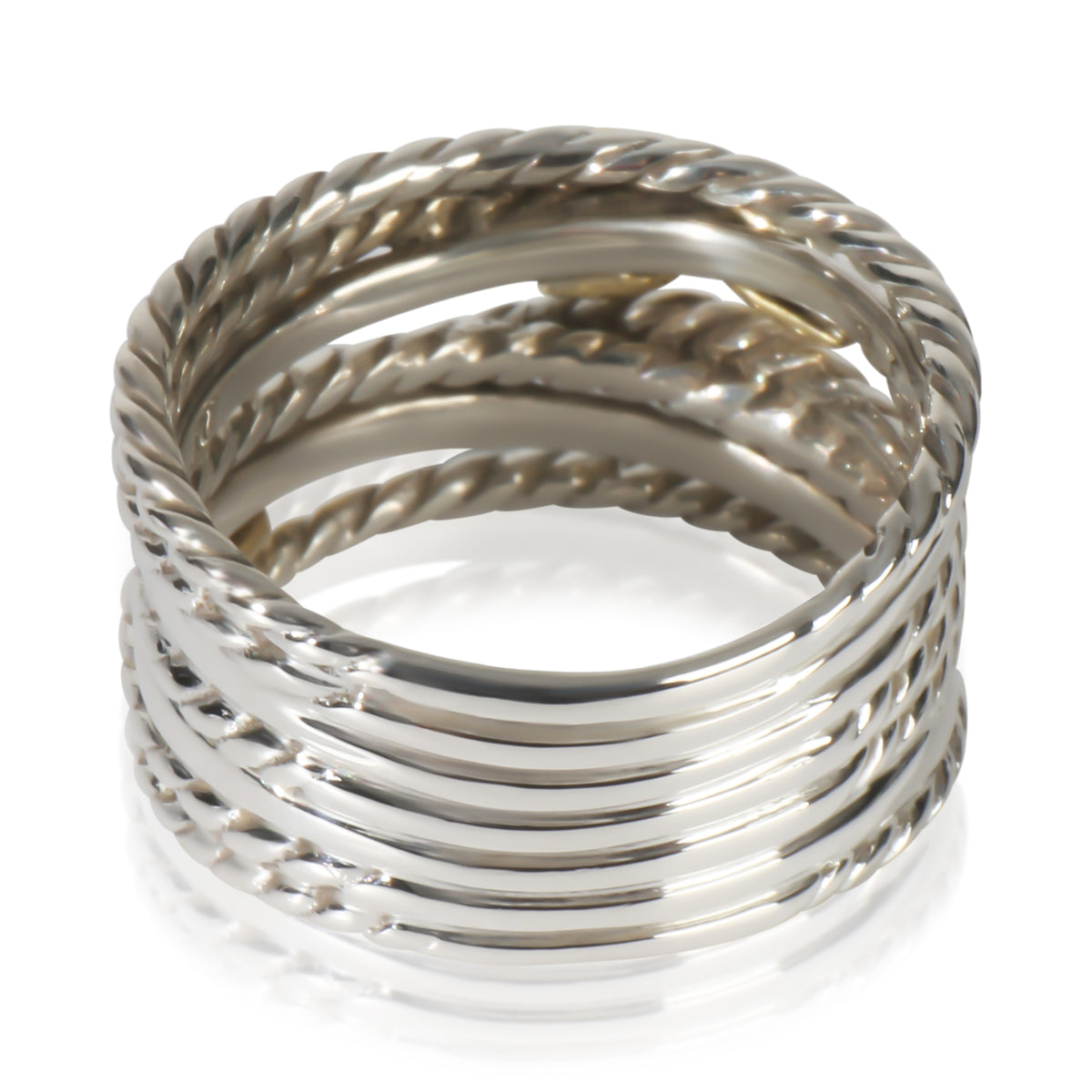 David Yurman Yellow Gold & Sterling Silver  Double X Crossover Ring pv