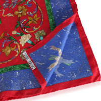 Hermès Red Silk Pierres d'Orient et d'Occident Scarf 90 bv