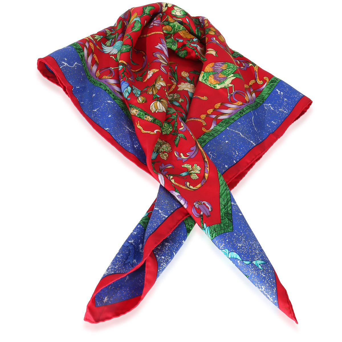 Hermès Red Silk Pierres d'Orient et d'Occident Scarf 90 pv