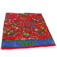 Hermès Red Silk Pierres d'Orient et d'Occident Scarf 90 sv