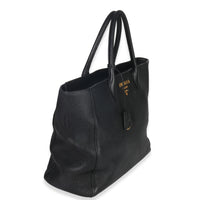Prada Black Vitello Daino Shopping Tote Handbag bv