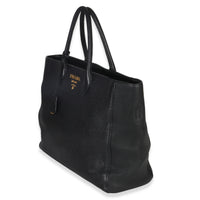 Prada Black Vitello Daino Shopping Tote Handbag pv