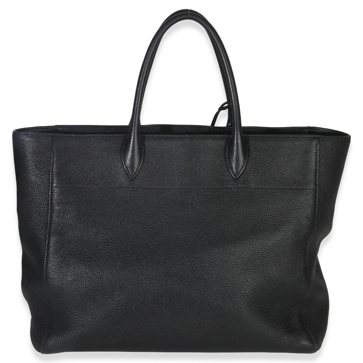 Prada Black Vitello Daino Shopping Tote Handbag stamp