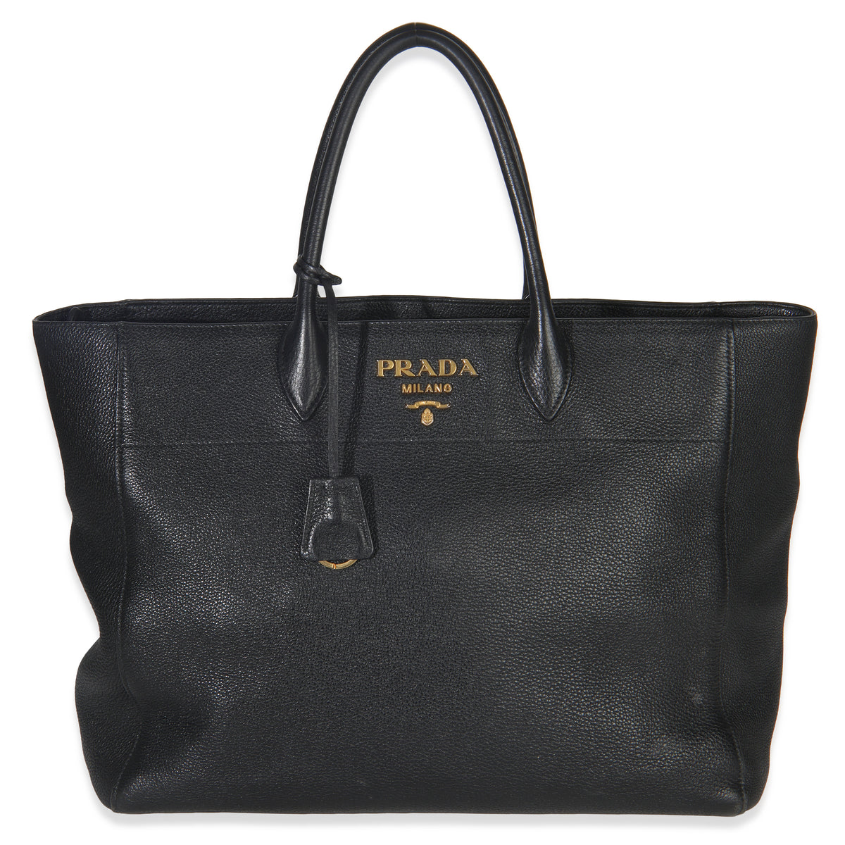 Black Vitello Daino Shopping Tote