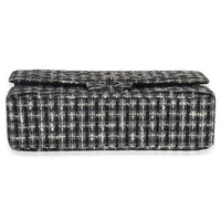 Chanel Black White Tweed Quilted Medium Classic Double Flap Handbag stamp