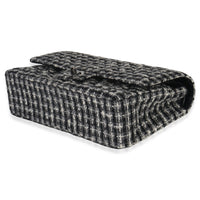 Chanel Black White Tweed Quilted Medium Classic Double Flap Bag Handbag box