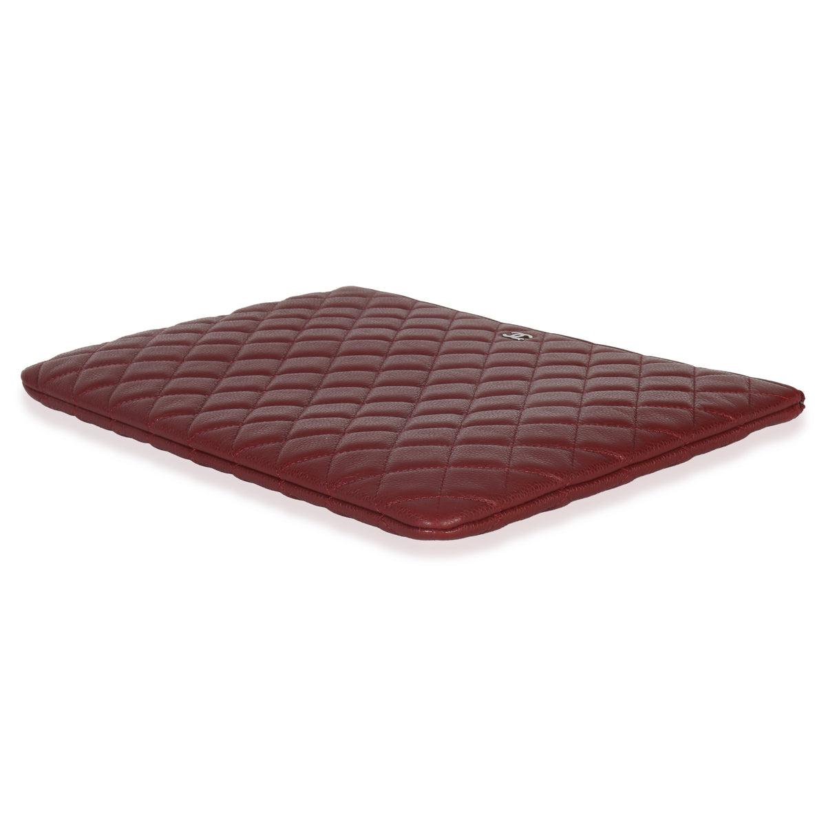 Chanel Red Quilted Caviar Large Classic O Case Handbag box