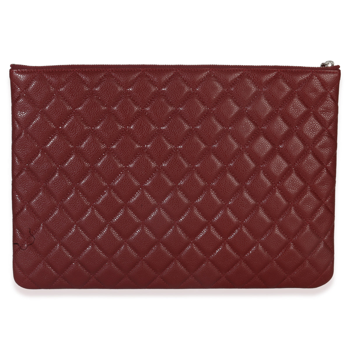 Chanel Red Quilted Caviar Large Classic O Case Handbag bv