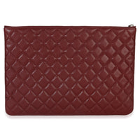 Chanel Red Quilted Caviar Large Classic O Case Handbag bv