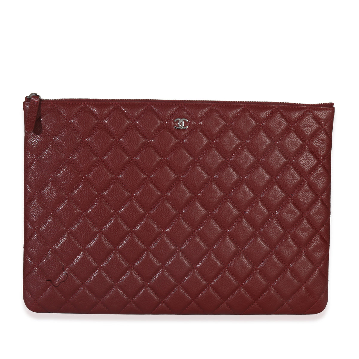Chanel Red Quilted Caviar Large Classic O Case Handbag fv