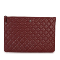 Chanel Red Quilted Caviar Large Classic O Case Handbag fv
