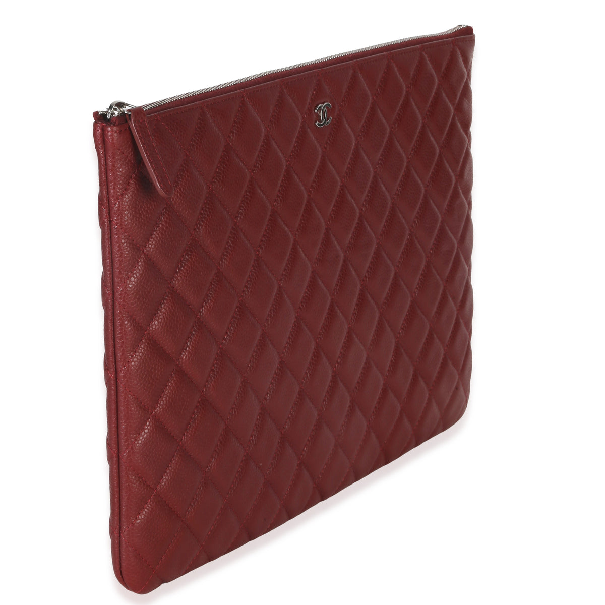 Chanel Red Quilted Caviar Large Classic O Case Handbag pv