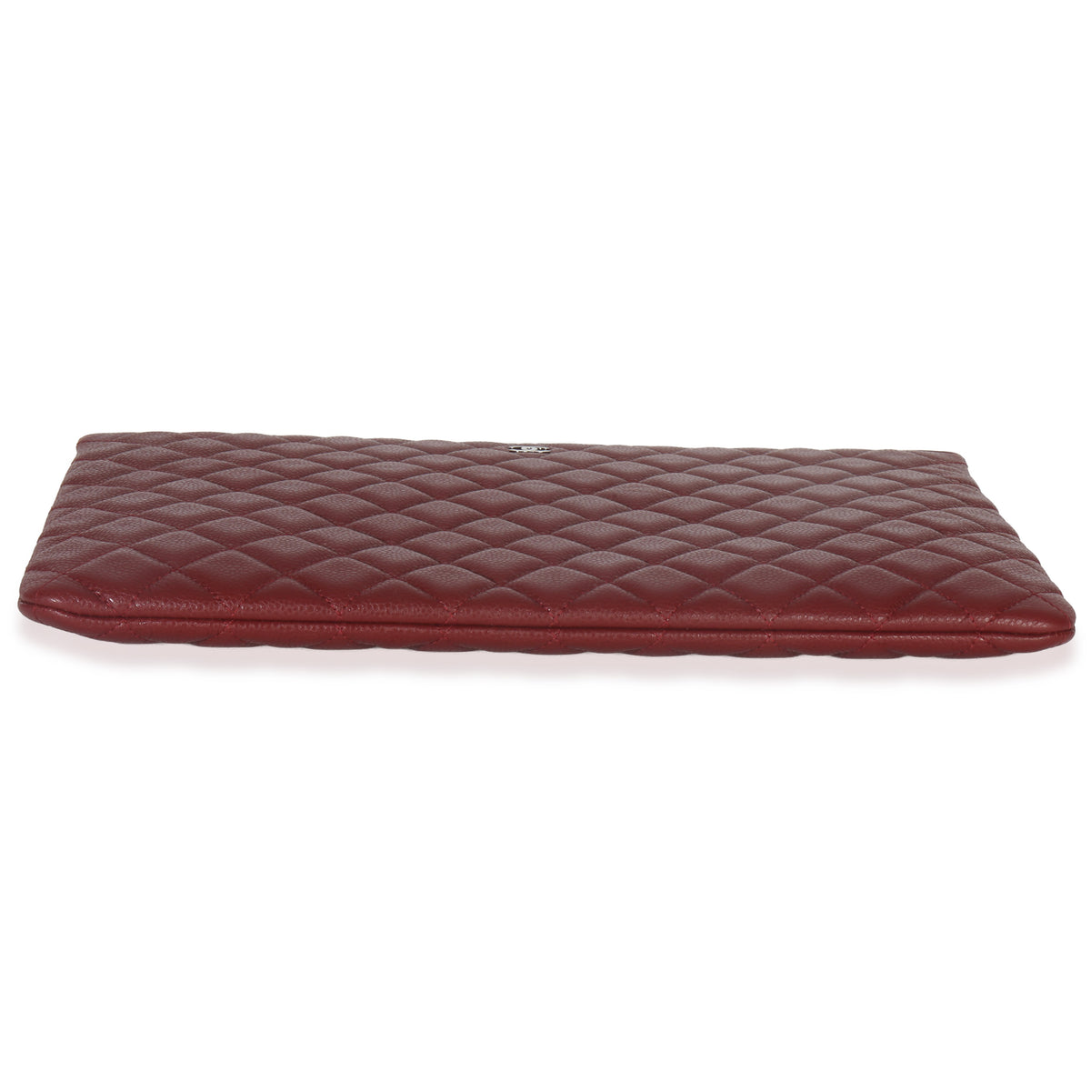 Chanel Red Quilted Caviar Large Classic O Case Handbag stamp