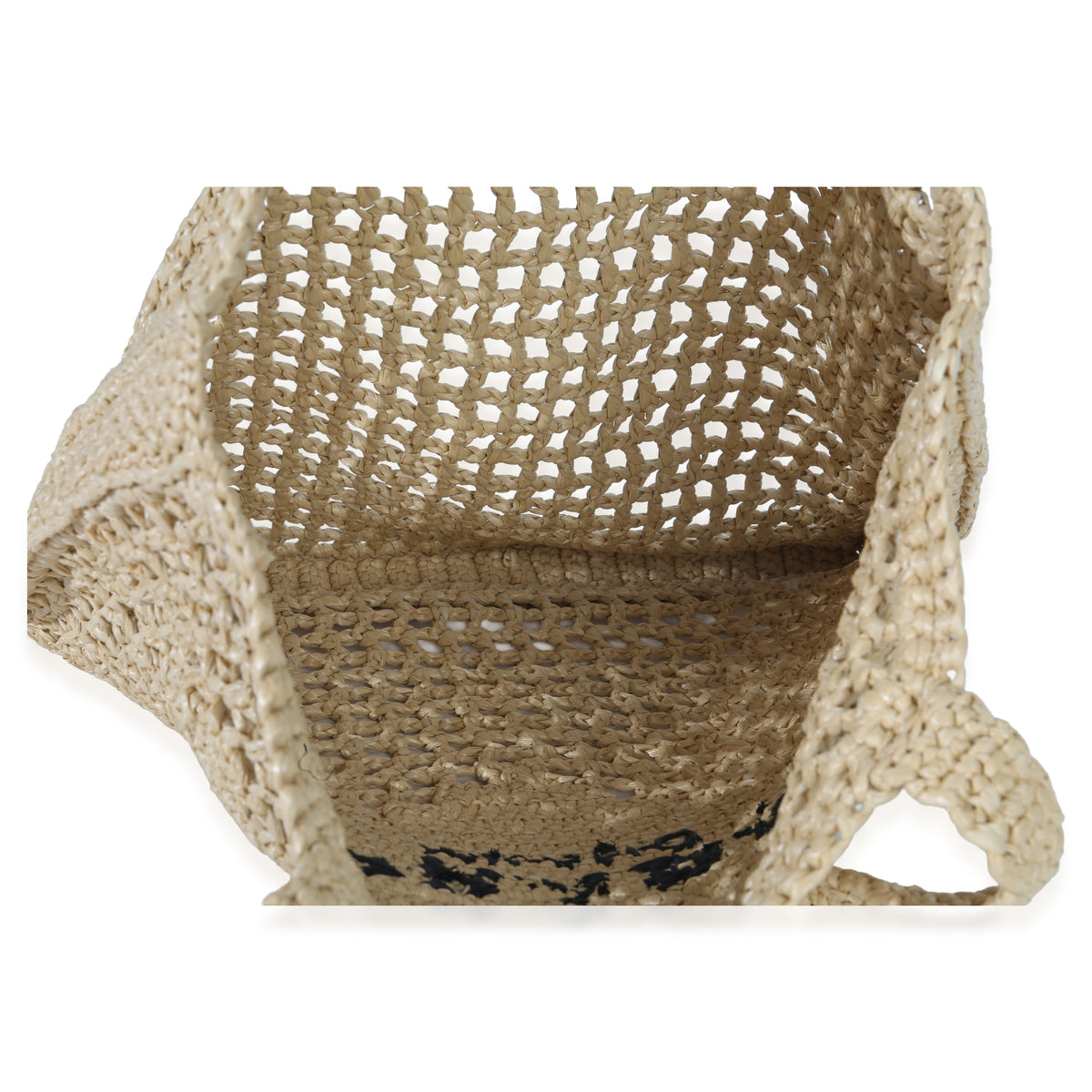 Prada Natural Raffia Effect Logo Crochet Tote Handbag av