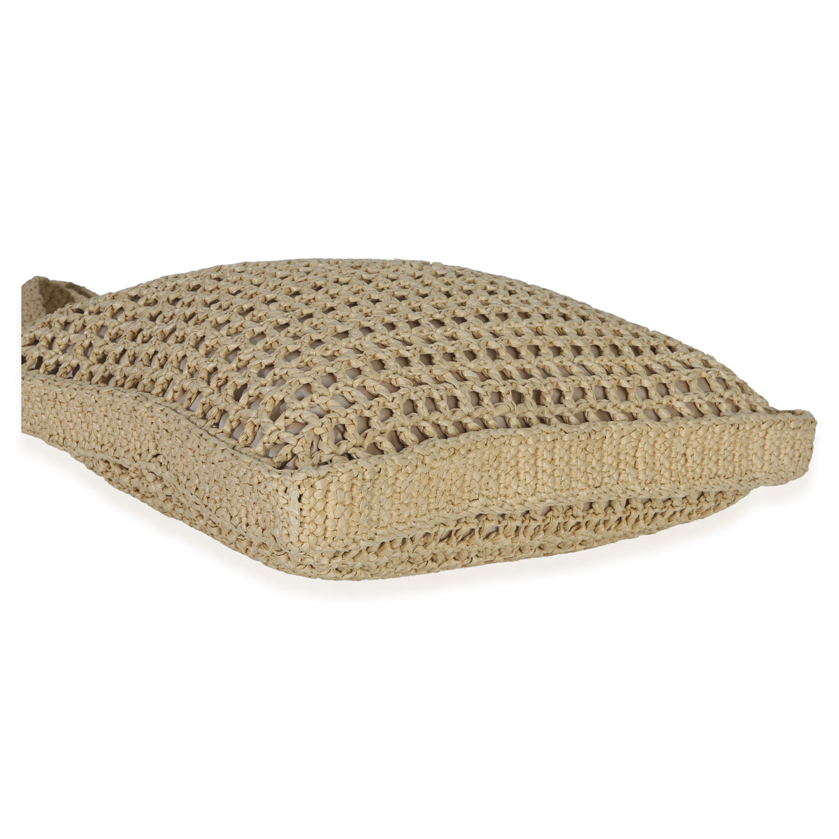 Prada Natural Raffia Effect Logo Crochet Tote Handbag clasp