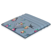 Prada Light Blue Astral Swallow Saffiano Card Holder Wallet box