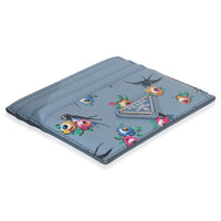 Prada Light Blue Astral Swallow Saffiano Card Holder Wallet clasp