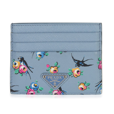Light Blue Astral Swallow Saffiano Card Holder