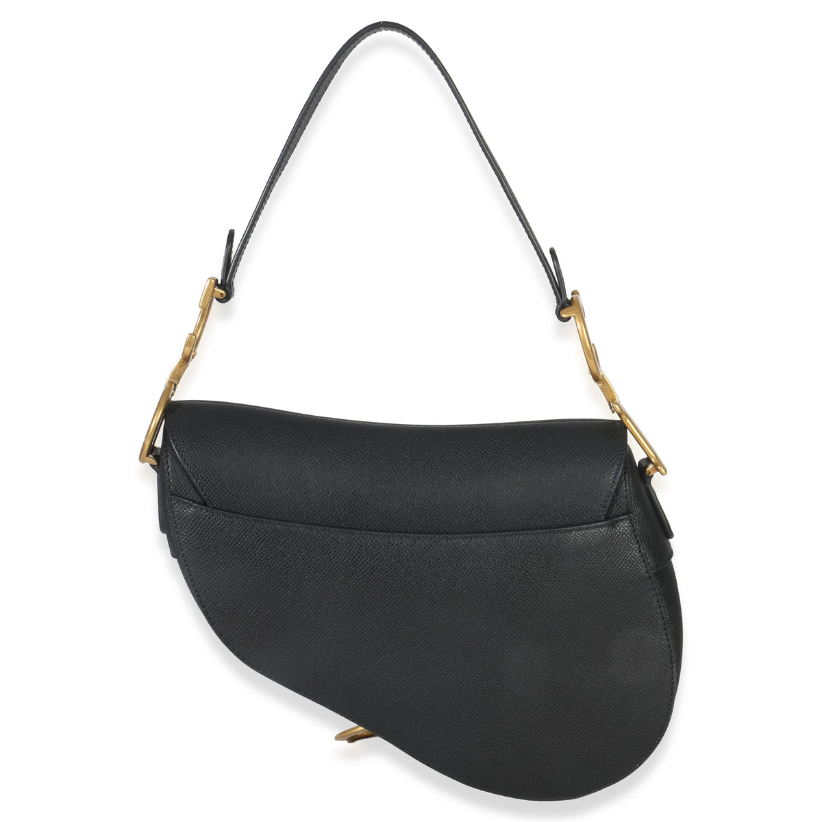 Christian Dior Black Grained Calfskin Medium Saddle Bag Handbag clasp